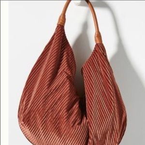 Anthropologie velvet brown accordion bag